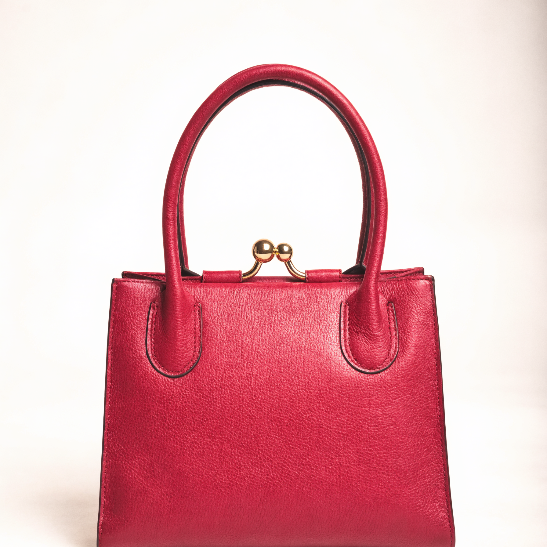 Top-handle tas in bordeaux leer
