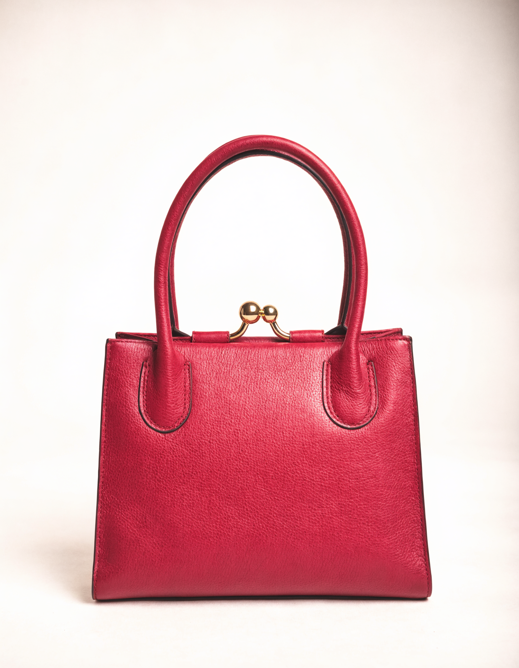 Top-handle tas in bordeaux leer
