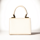 Mini box handtas in creme leer