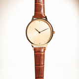Gouden dress watch met cremekleurige wijzerplaat