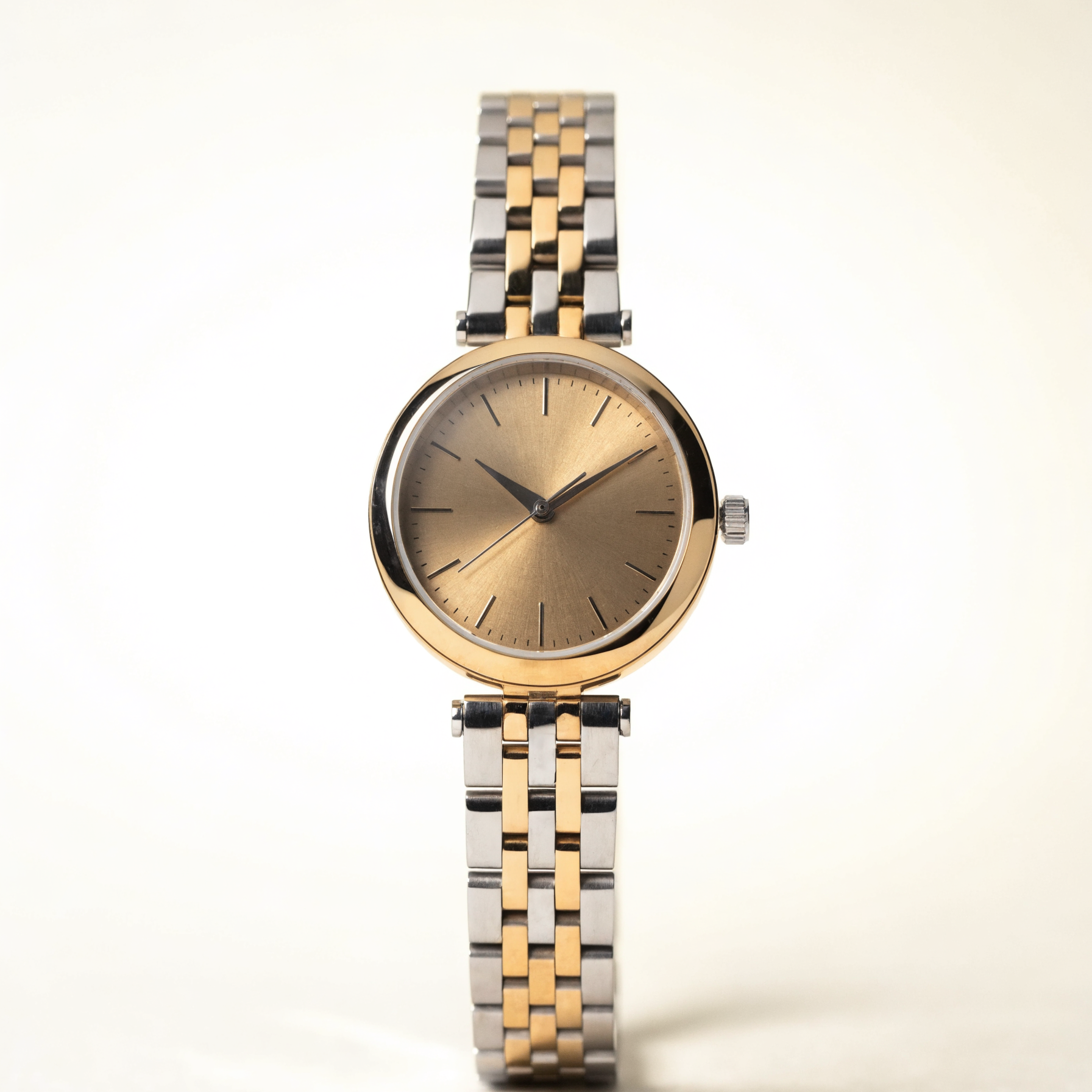 Stalen-gouden horloge met champagne wijzerplaat