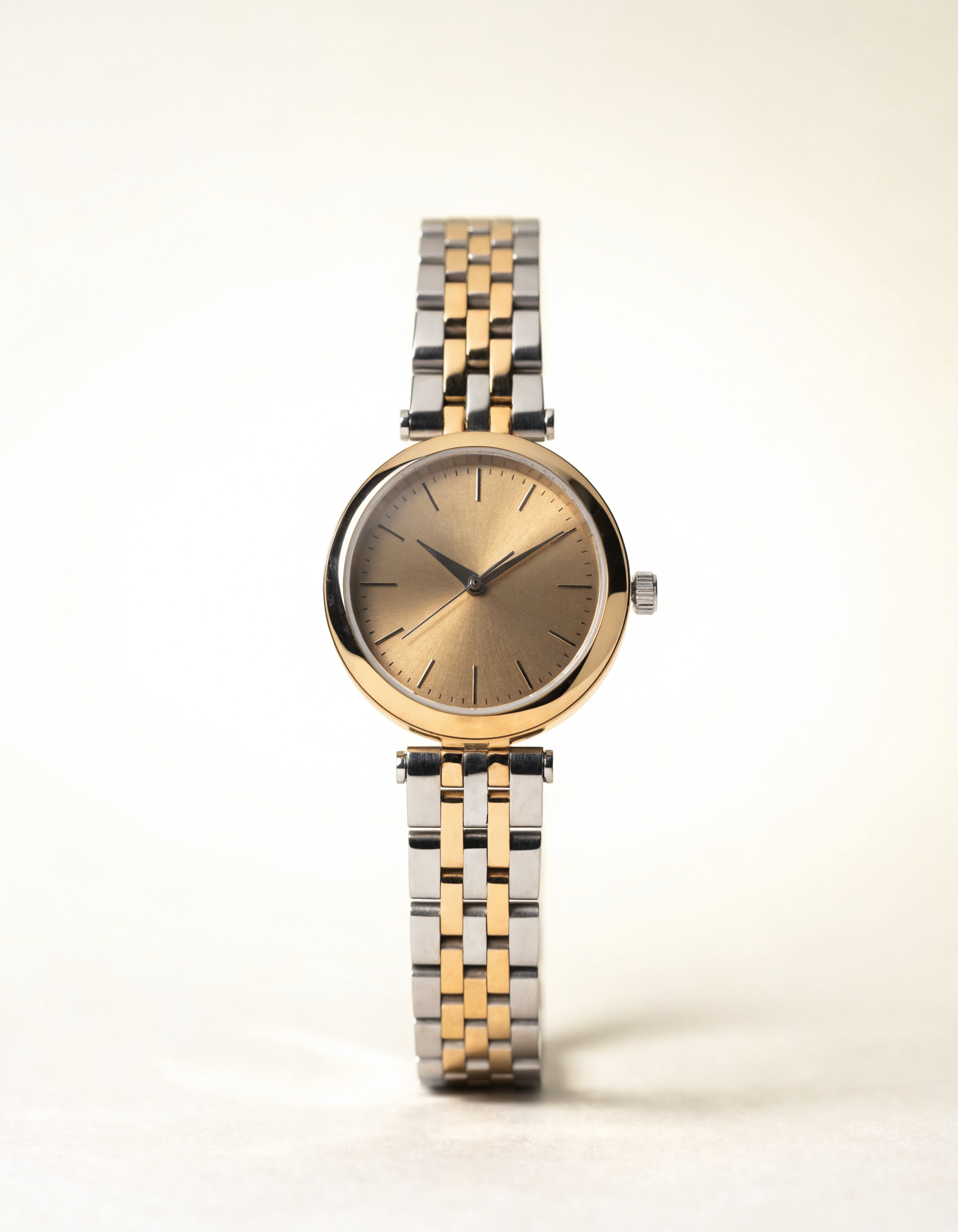 Stalen-gouden horloge met champagne wijzerplaat