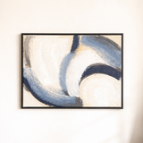 Abstract schilderij in blauw en grijs
