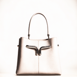 Top-handle tas in duifgrijs leer