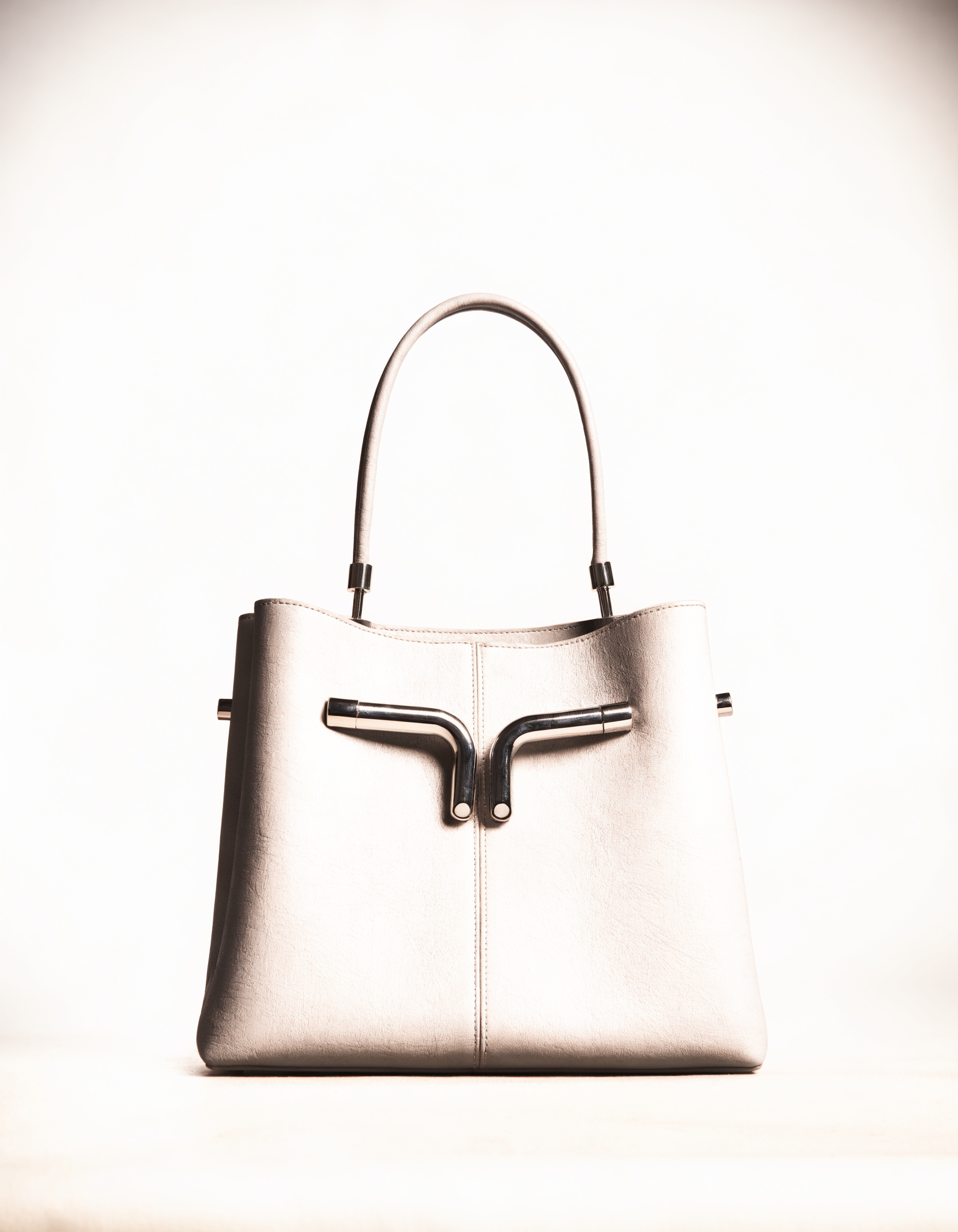 Top-handle tas in duifgrijs leer